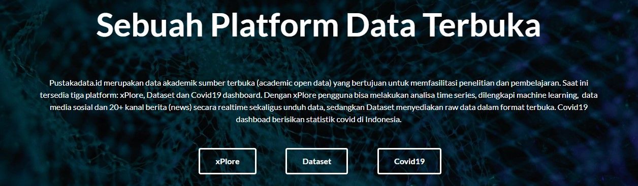 Original screenshot of the Pustakadata academic open data website